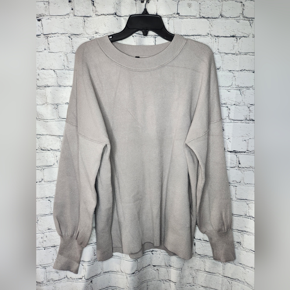 ETCYY Women's Oversized Light Gray‎ Crewneck Sweater Size Large